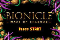 Bionicle title screen for GameBoy Advance